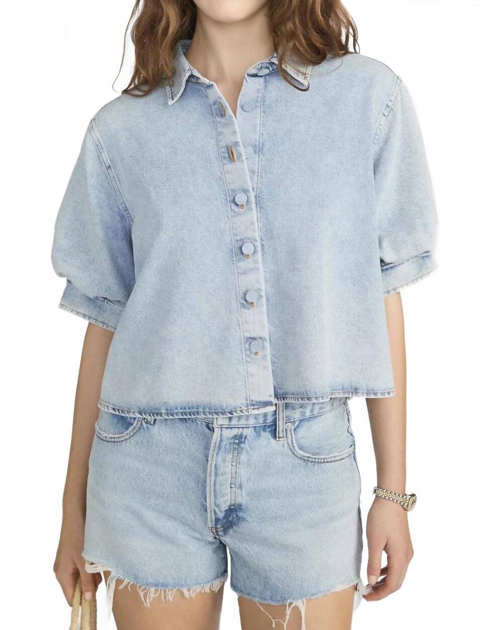 NEW FRAME the billow sleeve shirt in puffin